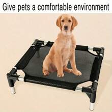 Cama elevada refrescante para mascotas, de tela de poliéster impermeable, con marco desmontable de acero inoxidable, confort para todo el año para perros medianos, pequeños y extra pequeños - Colchoneta cuadrada para perros resistente al agua con base antideslizante