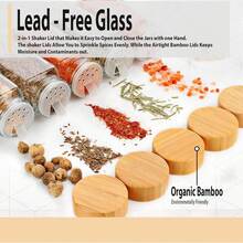 12pcs Square Glass Bbq Spice Jar Set, Pepper Seasoning Shaker, Condiment Dispenser With Lid & Label & Brush, Kitchen Tools - Multicolor - View 6
