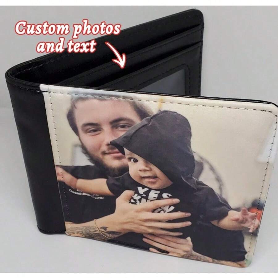 1pc Custom Photo Men Wallet With Picture Window Pu Leather Gift - Multicolor - View 1