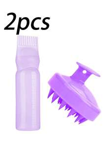 2 szt./zestaw Salon Hair Oil Applicator Bottle z grzebieniem do masażu, nadaje się do farbowania odrostów lub olejków eterycznych, masażu głowy i relaksu, łatwy w użyciu, do profesjonalnego salonu lub pielęgnacji osobistej, butelka do farbowania włosów, narzędzia do stylizacji włosów i pielęgnacji osobistej (opcje 2/1 szt.)