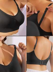 3pcs/Set Plus Size Seamless Wireless Maternity Nursing Bra, Front Button, Breathable, Lift Support