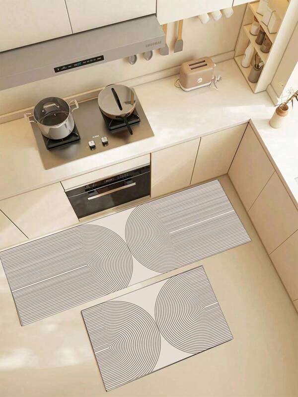1pc Premium Silica Mud Color Block Gradient Pattern Kitchen Mat, Luxe Shock-Absorbent Anti-Fatigue Kitchen Rug With Absorbent & Non-Slip Function, Suitable For Kitchen, Bathroom, Entryway, Laundry Room And More