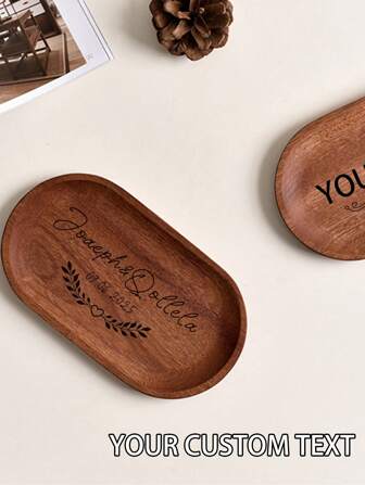 1 صينية خشب الأكاسيا الصلبة مخصصة لتخزين وعرض المجوهرات والإكسسوارات، منظم عودة إلى المدرسة