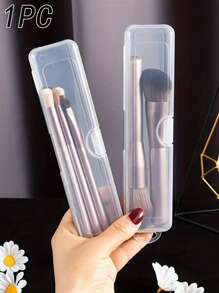 4 Pcs Transparent Desktop Organizer Boxes, Flip-Top Design For Easy Access And Organization, Dust-Proof Travel Storage Boxes For Makeup Brushes, Cutlery, Beauty Tools (One Size Fits All)