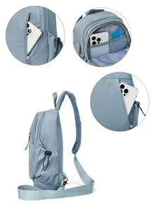 Bolsa de Tiracolo Portátil e Leve, Bolsa de Peito de Grande Capacidade com Porta USB para Carregamento, Bolsa Lateral Multifuncional, Bolsa de Ombro de Luxo com Vários Bolsos para Estudantes Escolares, Bolsa Transversal de Viagem à Prova d'Água de Cor Sólida, Bolsa Unissex para Telefone Celular para Negócios, Outdoor, Caminhada, Bolsa Esportiva e de Moda de Rua para Meninos e Meninas