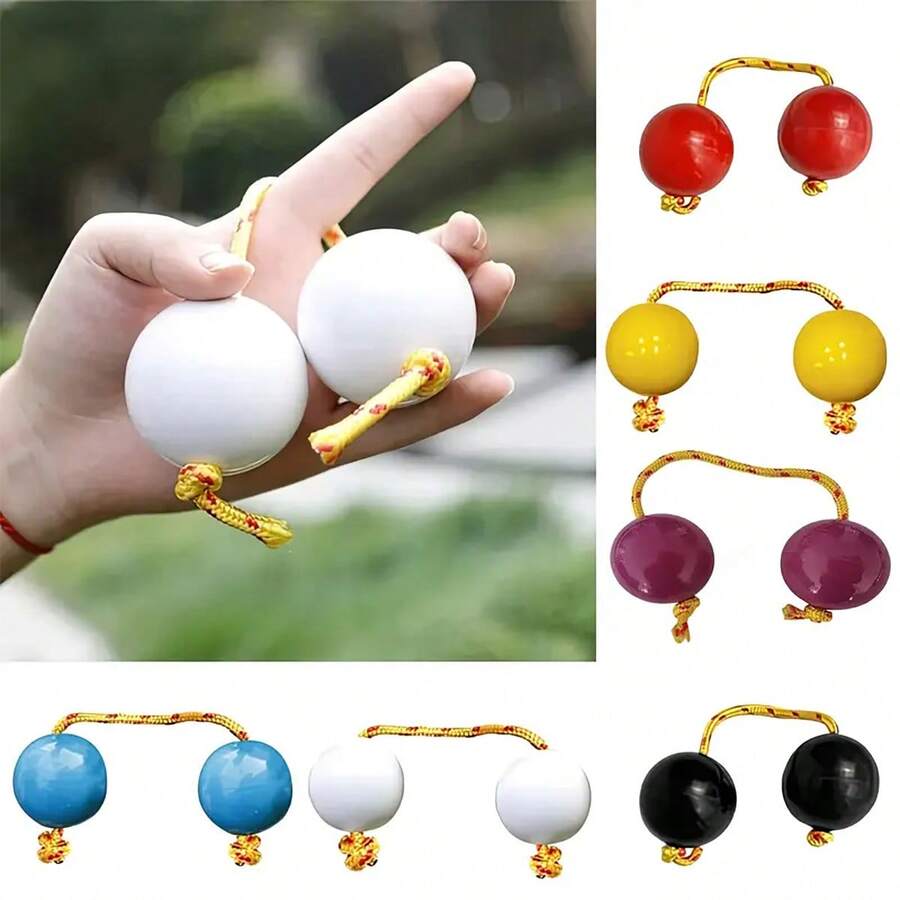 2 piezas de balancines de percusión de colores - Accesorios para tambor africano, diseño de doble bola, mangos rojos y amarillos, balancines blancos y morados, instrumentos para tocar ritmos, accesorios de percusión para tambor | Juguetes musicales | Construcción - Multicolor - Ver 1