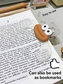 Clips de página con forma de boca de salchicha de dibujos animados DIY, marcador de libros/cuadernos, grandes clips de papelería adecuados para lectura, diario, clip de libro creativo, clips prácticos para notas, clips manuales fijos, clips de música para estudiantes, clips para sellar bocadillos [Accesorios que deben pegarse por separado] - Multicolor - Ver 5