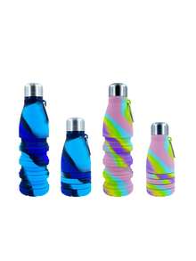 1pc500ml Silicone Sports Kettle Outdoor Camo Creative Travel Water Bottle, Portable Straight Drink Collapsible Cup Silicone Telescopic Bottle - Multicolor - View 5