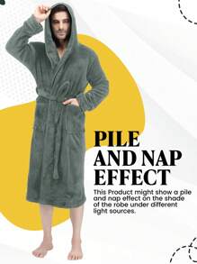 NY Bata de baño con capucha de polar coral para hombre – Bata de spa de manga larga de felpa NY Threads para casa, cinturón ajustable con cordones y cuello chal – Bata de polar sintético suave y esponjosa con dos bolsillos delanteros para un almacenamiento cómodo – Secado rápido, lavable a máquina a 30 °C y construcción resistente a la decoloración – Hipoalergénica y ligera pero a la vez cálida ropa de estar para las mañanas de invierno, comodidad después del entrenamiento, para cubrirse junto a la piscina y compañera de viaje – Diseño reversible que mantiene un volumen y un pelo uniformes, rutina de cuidado sin esfuerzo con secado en secadora a baja temperatura o al aire libre – Perfecta para hombres que valoran la comodidad, el estilo y la practicidad