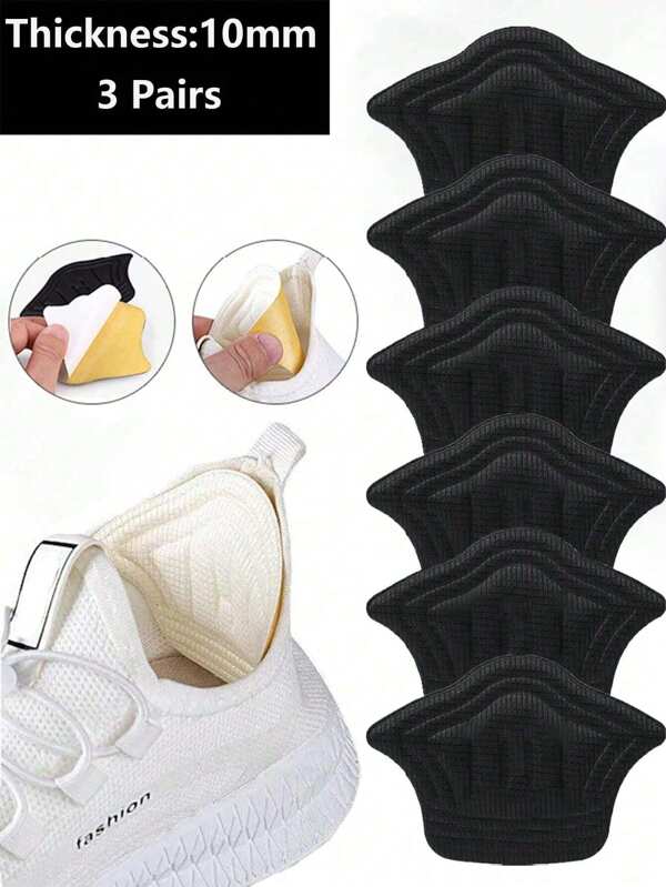 6 piezas (3 pares) Parches para plantillas de zapatos deportivos, almohadillas ajustables antidesgaste para talón y pies, inserto de almohadilla protectora para talón