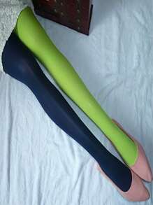 1 Pair Dual Color Pantyhose For Women, Sculpting, Slimming Leggings, Striped Tights, Sexy European Style