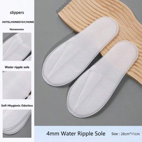 1 Pair Disposable Non-Woven Anti-Slip Slippers, Thick, Suitable For Hotels, Motels, Homes, Wholesale From Manufacturer, & Hygienic