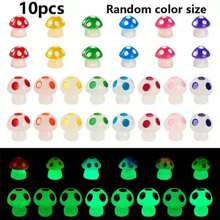10 peças/20 peças/30 peças Mini Figura de Cogumelo Luminoso de Resina, Cogumelo Que Brilha no Escuro, Enfeite Colorido Pequeno de Cogumelo em Miniatura para Decoração de Jardim DIY, Paisagem, Aquário, Decoração de Festa