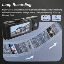 1 Stück Dashcam vorne und innen, Autokamera, 1080P Full HD DVR Autokamera mit Displayaufzeichnung, 3,2 Zoll Display, SD-Karte nicht enthalten