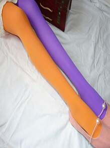 1 Pair Dual Color Pantyhose For Women, Sculpting, Slimming Leggings, Striped Tights, Sexy European Style