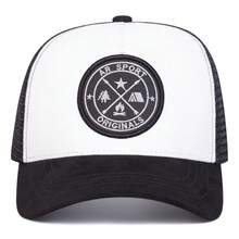 AR 1pc Men's Outdoor Camping Trucker Hat, Personalized Letter Embroidered Baseball Cap, Street Fashion Casual Hat, Suitable For Spring/Autumn Travel, Beach Holiday