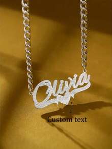 Customized Necklace With Name Charm, Chain Necklace With Heart-Shaped Namplate, Personalized Jewelry, Fashionable & Cute Gift For Family And Friends (Men),Suitable For Mother's Day, Valentine's Day - Necklace - View 8