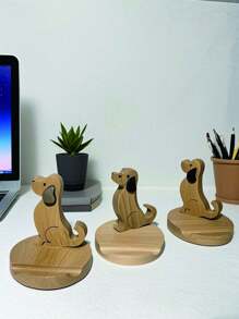 2 pezzi/1 pezzo Supporto per telefono/tablet a forma di cane in legno carino, porta oggetti multifunzione per scrivania, adatto per ufficio, tavolino da caffè, casa e giardino, interno ed esterno, ottimo regalo per vacanze, laurea, ritorno a scuola, Natale
