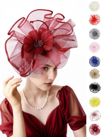 1pc Fascinators For Women Feather Flower Mesh Church Derby Fascinator Hat For Cocktail Tea Party Wedding Halloween