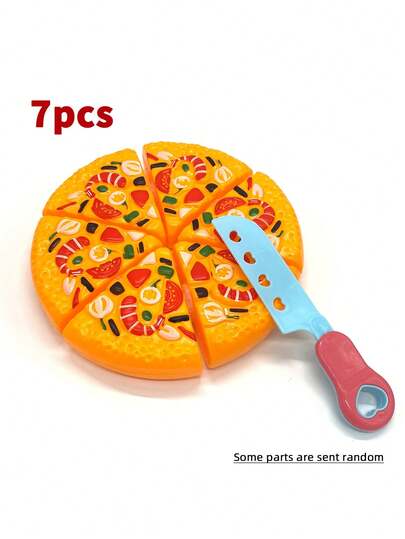 7 件儿童过家家披萨切刀玩具模拟食物厨房玩具可切套装、披萨、厨房玩具、玩具食物、披萨玩具角色扮演、玩具茶具、艾摩、艾摩玩具、角色扮演厨房、儿童三明治切刀