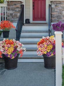 6 Bunches Of Artificial Flowers, Suitable For Indoor And Outdoor Garden, Porch, Window Sill, Home, Wedding, Farm Etc., Outdoor Fake Flowers, Non-Fading Plastic Flowers Lifelike Plants, Decoration For Hanging Flower Pots, Kitchen Home Vases (6 Colors), Birthday, Graduation, Mother's Day, Christmas Gift
