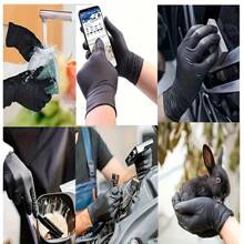 100 Stück schwarze Nitril-Einweghandschuhe - wasserdicht, staubdicht, ideal für Tätowierung, Haushaltsreinigung, Garten- und Schönheitsanwendungen