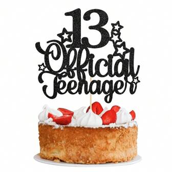 1pc 13th Birthday Cake Decorations, Sparkly Teenager Official Cake Topper For 13 Year Old, Anniversary Party Supplies