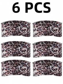 1/6pcs Elastane Fashion Leopard Print Yoga Headband - Wide Knot Sports Sweatband For Normal Hair Vintage Style Soft Stretchy Non-Slip Moisture-Wicking Leopard Print Headbands For Women - Stylish Sports Accessories For Running, Cycling, Gym