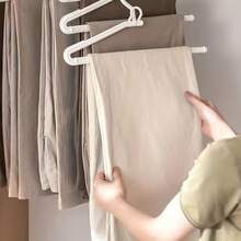 1 pieza Perchero multicapa para pantalones con diseño ajustable y ahorrador de espacio, organizador de armario para dormitorio, solución de almacenamiento para el hogar, soporte antideslizante para pantalones, organizador de armario para ropa de dormitorio - Blanco - Ver 1