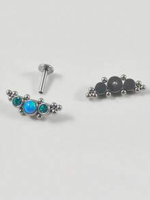 1 件 316L 不锈钢 16G 立方锆唇钉 水晶簇耳钉 耳软骨耳屏耳轮耳甲穿孔饰品