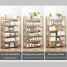 Zapateras Almacenamiento Zapatos Bamboo En Plano 6 Niveles Mueble Hogar De 30 Pares - Caqui - Ver 6