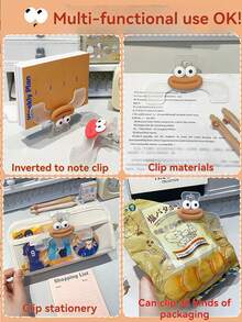 Clips de página con forma de boca de salchicha de dibujos animados DIY, marcador de libros/cuadernos, grandes clips de papelería adecuados para lectura, diario, clip de libro creativo, clips prácticos para notas, clips manuales fijos, clips de música para estudiantes, clips para sellar bocadillos [Accesorios que deben pegarse por separado] - Multicolor - Ver 6
