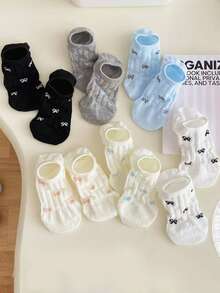 [5pcs/6pcs/8pcs/10pcs/12pcs] Women Breathable Mesh Solid Color Invisible No-Show Socks, Non-Slip Loafer Liners, Soft & Comfortable Casual Puffy Socks, Suitable For Daily Wear, Home, Office, Campus, Sports - Multicolor - View 6