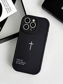Funda de teléfono con diseño de cruz Salmo 46:5 (Estética negra y estilo cool) - Compatible con series 13/14/15/16 (incluido 16 Plus/16 Pro Max) y 17 Pro Max, y Galaxy, funda protectora de moda, regalo de cumpleaños/festividad cristiano (para novio/novia), versión internacional, no la versión nacional - Blanco y Negro - Ver 1