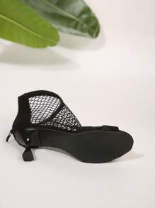 New Sexy Black Mesh Peep Toe Platform High Heel Summer Ankle Boots Sandals, Fashionable Hollow Out Design, Showing Modern Charm, Suitable For Valentine's Day, Party