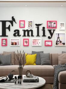 10 قطع إطارات جدارية لصور DIY، ألبوم صور معلق على الحائط لديكور الغرفة، يأتي مع لوحة حرفية عائلية، بدون الحاجة إلى ثقب