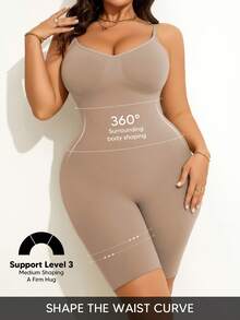 Plus Size Women's Adjustable Strap Compression Full Body Shaper - Apricot - View 2