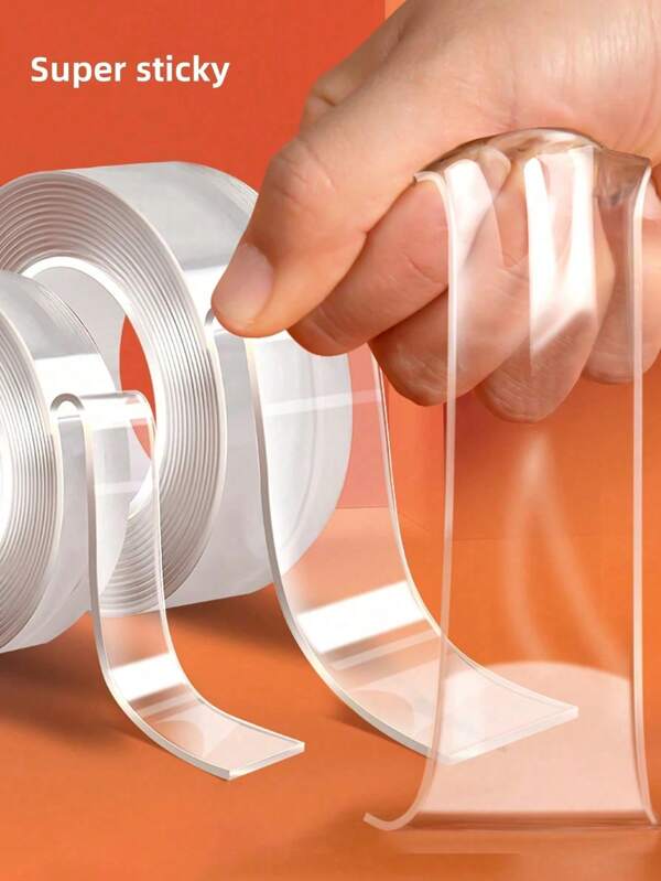 1 Roll Of Transparent Double-Sided Tape, High Viscosity Nano Double-Sided Tape, Paste Items Without Leaving Traces, Do Not Damage The Wall, Strong Viscosity, More Secure Than Hooks, Washable Double-Sided Tape, Reusable Waterproof Double-Sided Tape, Suitable For Use In Multiple Scenarios, Heavy-Duty Transparent Washable Super Strong Double-Sided Mounting Tape, Decorative Strips, Can Be Cut
