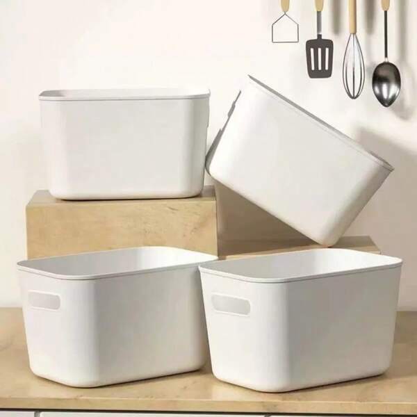 4pcs Multifunctional Large Capacity Storage Box Desktop Sundry Snacks Storage Toy Books, Magazines, Headphones, Wire, Remote Control, Etc Underwear Pantyhose High Storage Basket Home Essential Storage Storage Box
