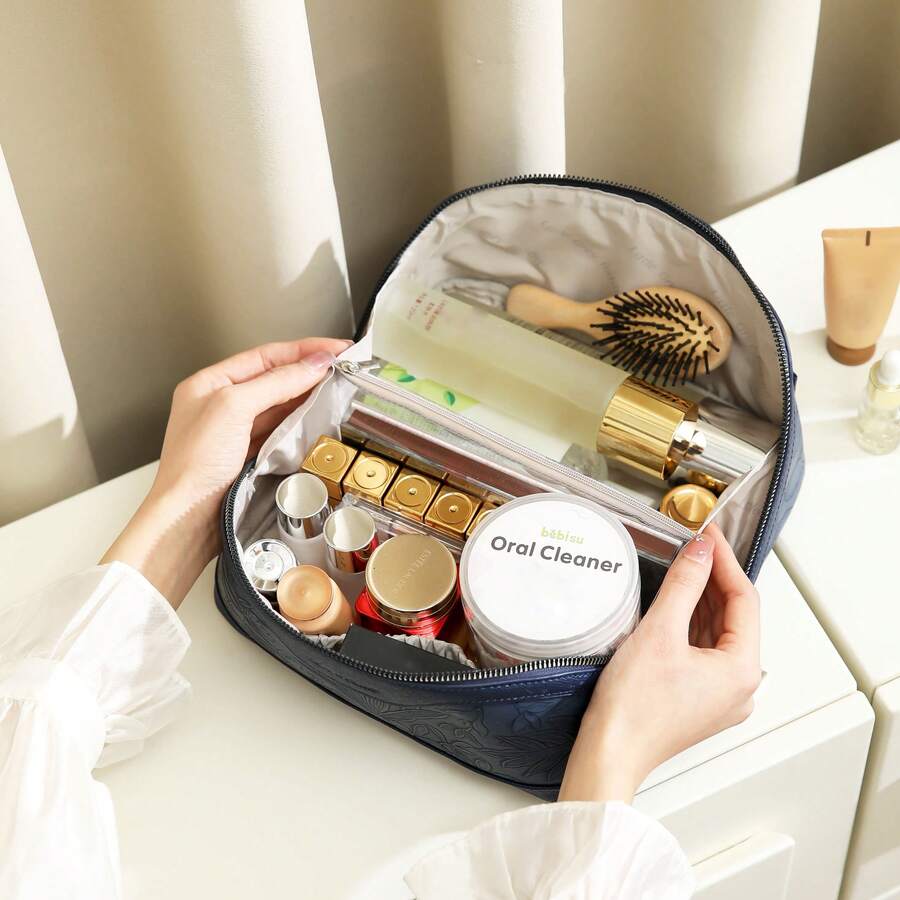 1pc Women's Large Capacity Multi-Layer Makeup Bag, Makeup Case Organizer, High-End