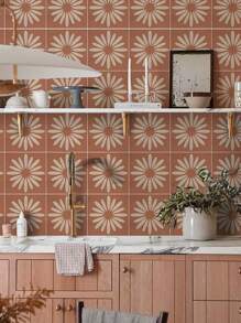 10pcs Bohemian Style Tiles Floor Wall Sticker Kitchen Bathroom Living Room Wear-Resistant Home Decor Art Wall Decals