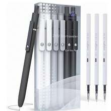 6pcs 0.5mm Fine Point Gel Ink Pens With 3 Extra Refills, Smooth Writing, No Mess Or Bleed, Fast Drying, Retractable, Ideal For Journaling, Office & School Supplies