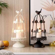 1PC Decorative Birdcage Candle Holders, For Pillar Candles, Black White Vintage Candle Holder, Metal Bird Cage Candle Stands, For Rustic Home Decor Table Wedding Centerpiece Bird Decor