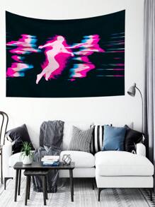 1pc Phantom Body Art Print Tapestry, Wall Decor, Ins Style, Polyester Hanging Tapestry For Living Room, Bedroom, Office, Dorm, Home Decoration, Party, With 3 Wall Nails And 2 Clips Included