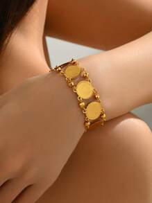 1 pieza Brazalete vintage elegante para mujer decorado con monedas, para uso casual y de moda