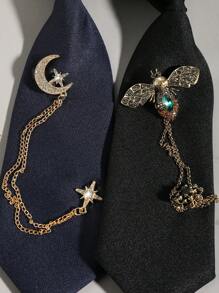 1 pieza Elegante corbata corta con decoración metálica de luna, estrella, insecto y floral en estilo Ins para mujeres
