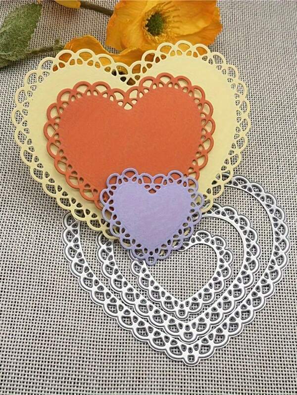 1 Stück Herz-förmige Cut Out Spitze Golden Ausschneid-Stanze Handwerk Prägestempel für Prägen Scrapbooking Album Rahmen Kartenherstellung Vorlage