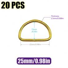 20 pièces/paquet Boucle de connexion en métal D Ring pour ceinture, sangle de sac à main, accessoire de sac, chaussure, DIY, couture. Tailles : 10/12/15/20/25/32/38 mm