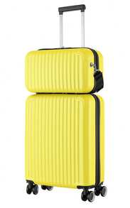 R.Leone Vali Ryanair 55x40x20 cm + 40x20x25 cm Bộ 1 vali 2 vali kéo tay 4 bánh xe và hộp đựng mỹ phẩm bằng nhựa ABS 9991 - Màu vàng - Xem 16