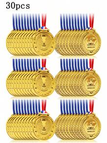 1/5/10/20/30 piezas Medallas de premio de plástico dorado a granel con patrón de corona para deportes, juegos, competiciones, de vuelta a la escuela, regalos de fiesta y decoraciones para el comienzo de la temporada escolar